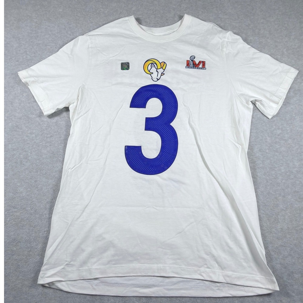 Nike Rams Super Bowl LVI Beckham Jr Mens Large White Short Sleeve Tee